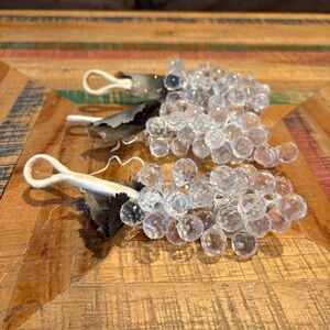 Set Of 3 Vintage Faceted Clear Lucite And Acrylic Grape Clusters. Made In France